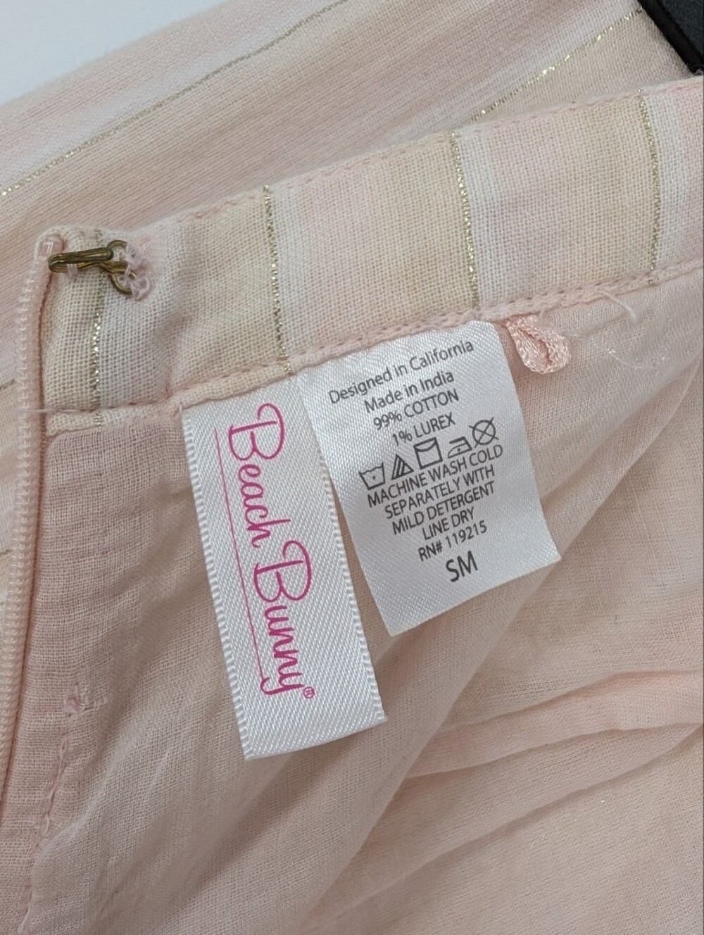 Beach Bunny Ramsey Pants Metallic Stripe Wide Leg Cover Up cotton Swim Small - Picture 7 of 8